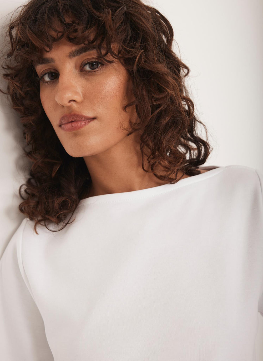 White Slash Neck T-Shirt