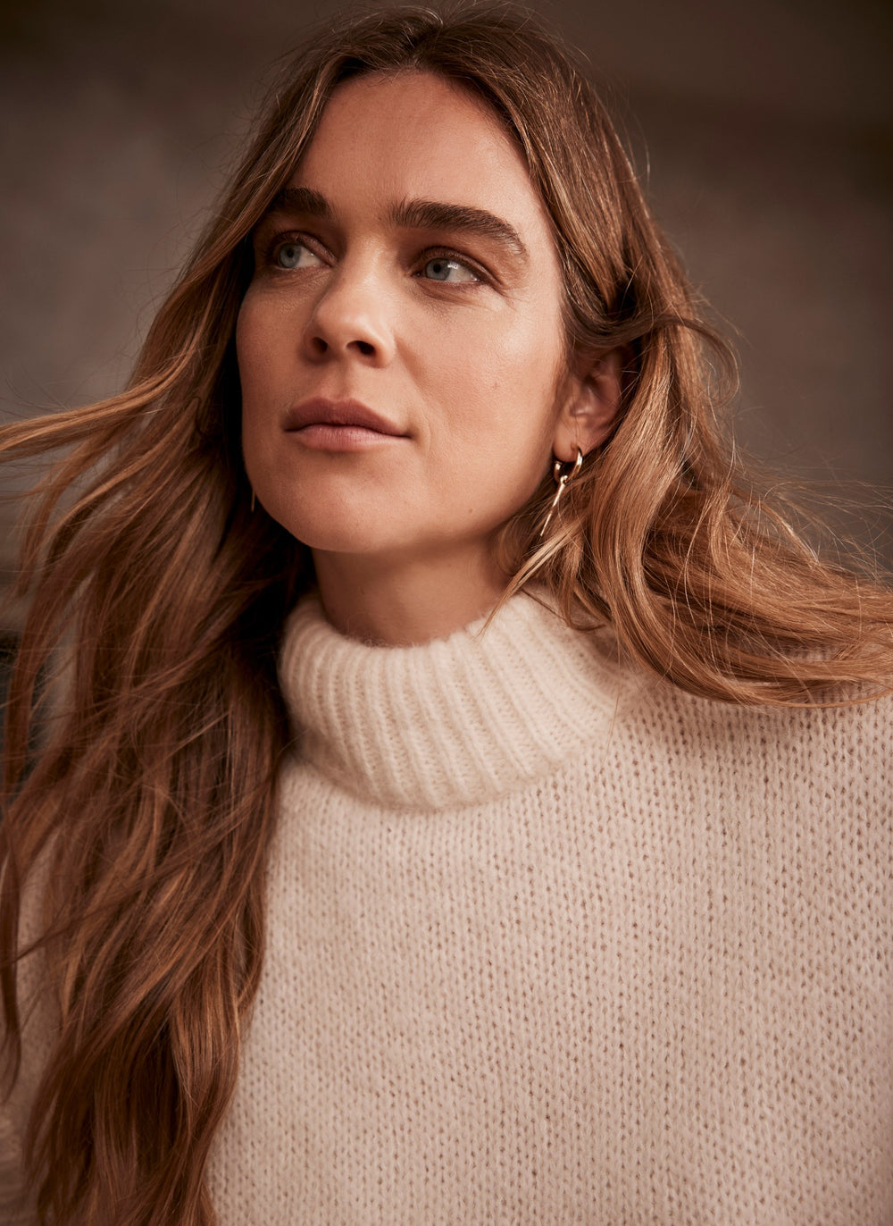 Cream Wool Blend Sleeveless Top