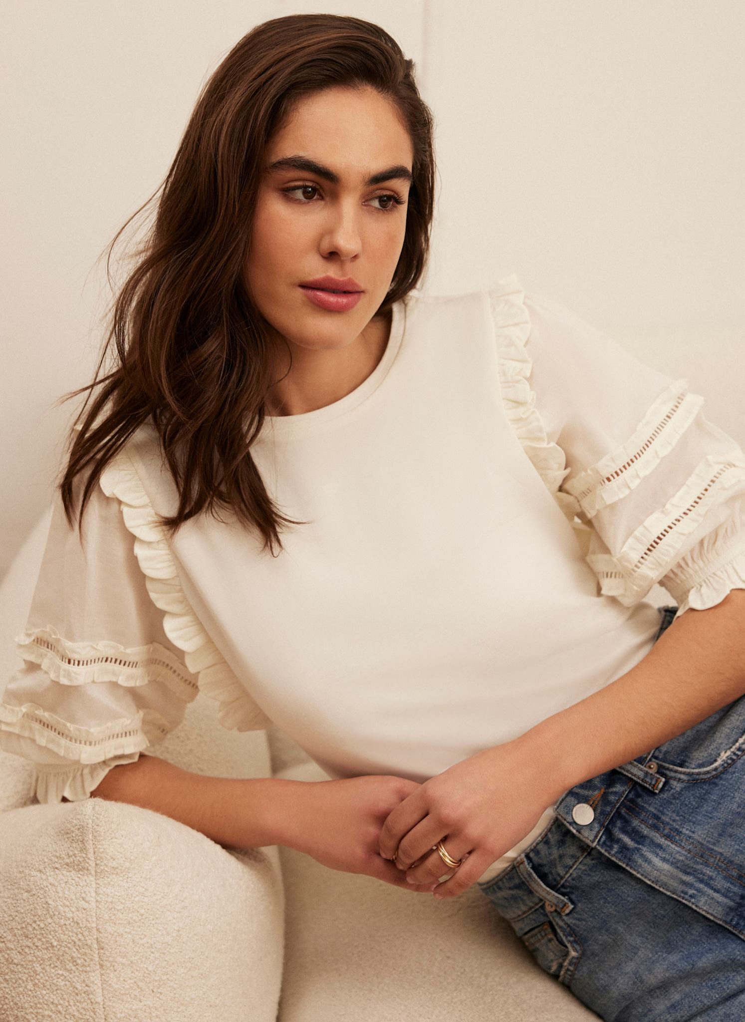 Woven Sleeve T Shirt