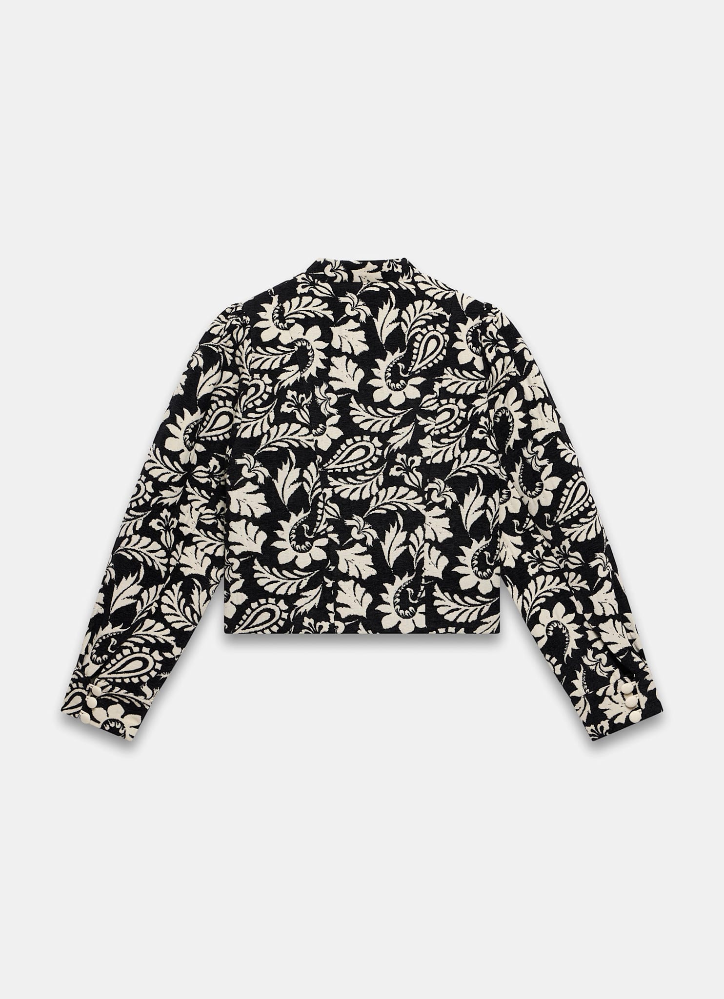 Black Jacquard Floral Cropped Jacket – Mint Velvet