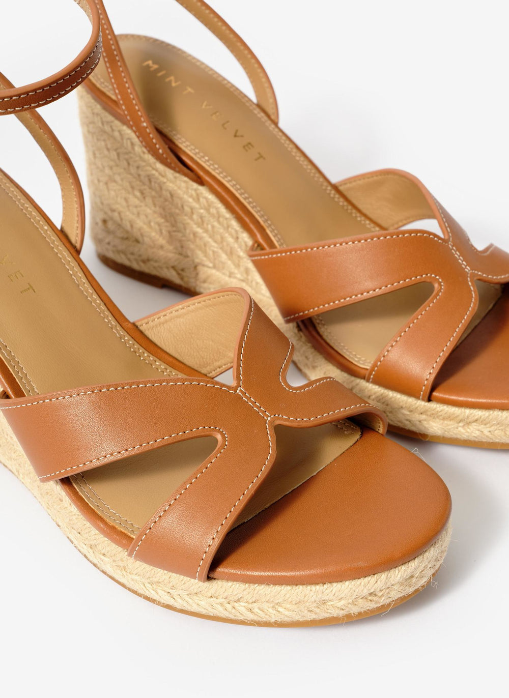 Jase Tan Leather Espadrille Wedges