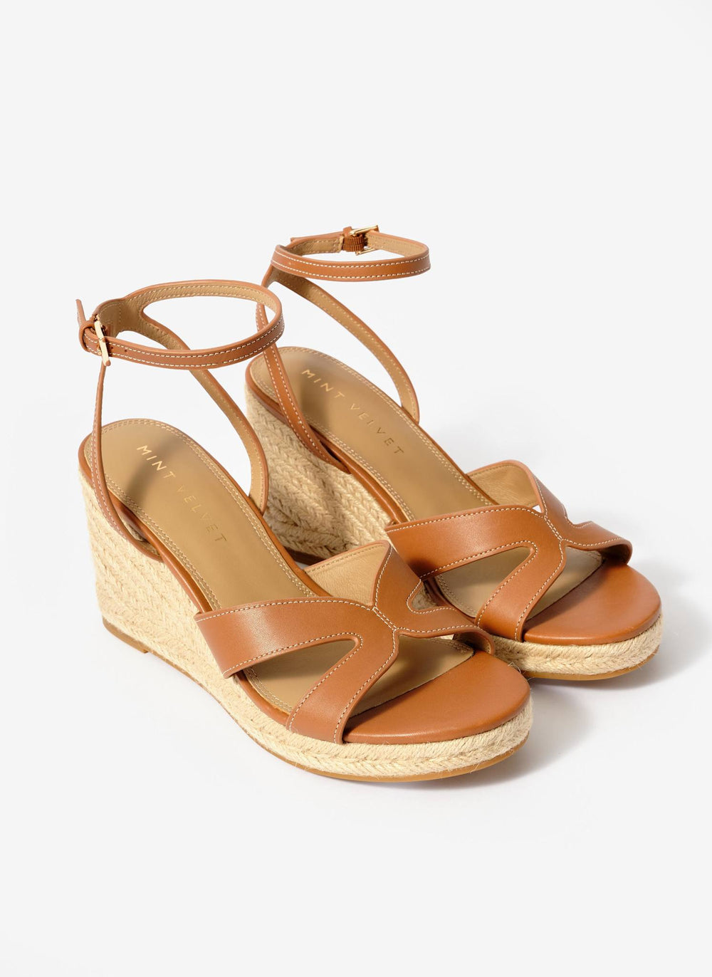 Jase Tan Leather Espadrille Wedges