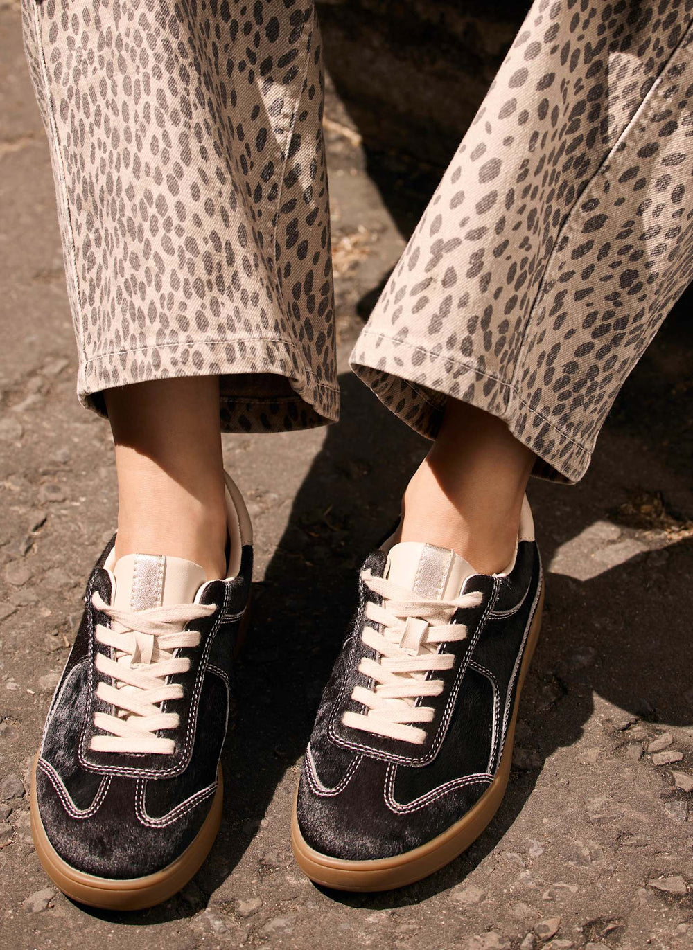 Jen Brown Leather Textured Trainers