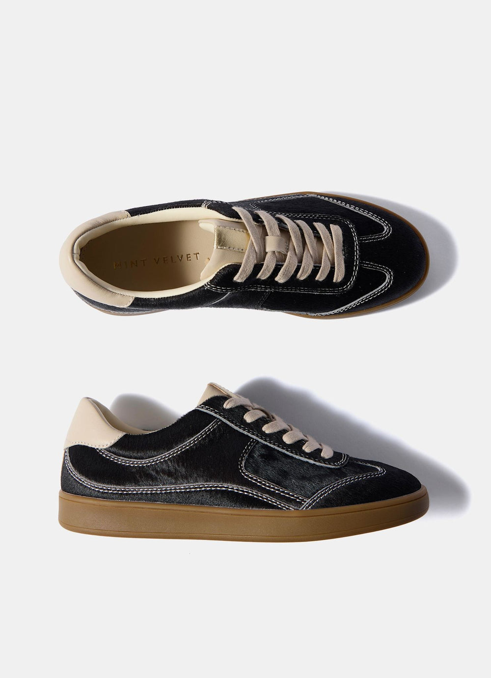 Jen Brown Leather Textured Trainers