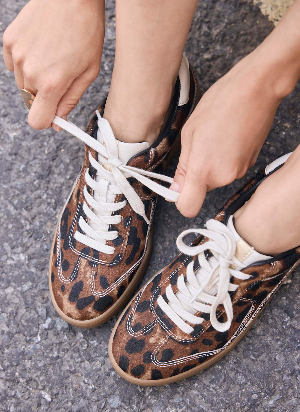 Jen Animal Print Leather Textured Trainers