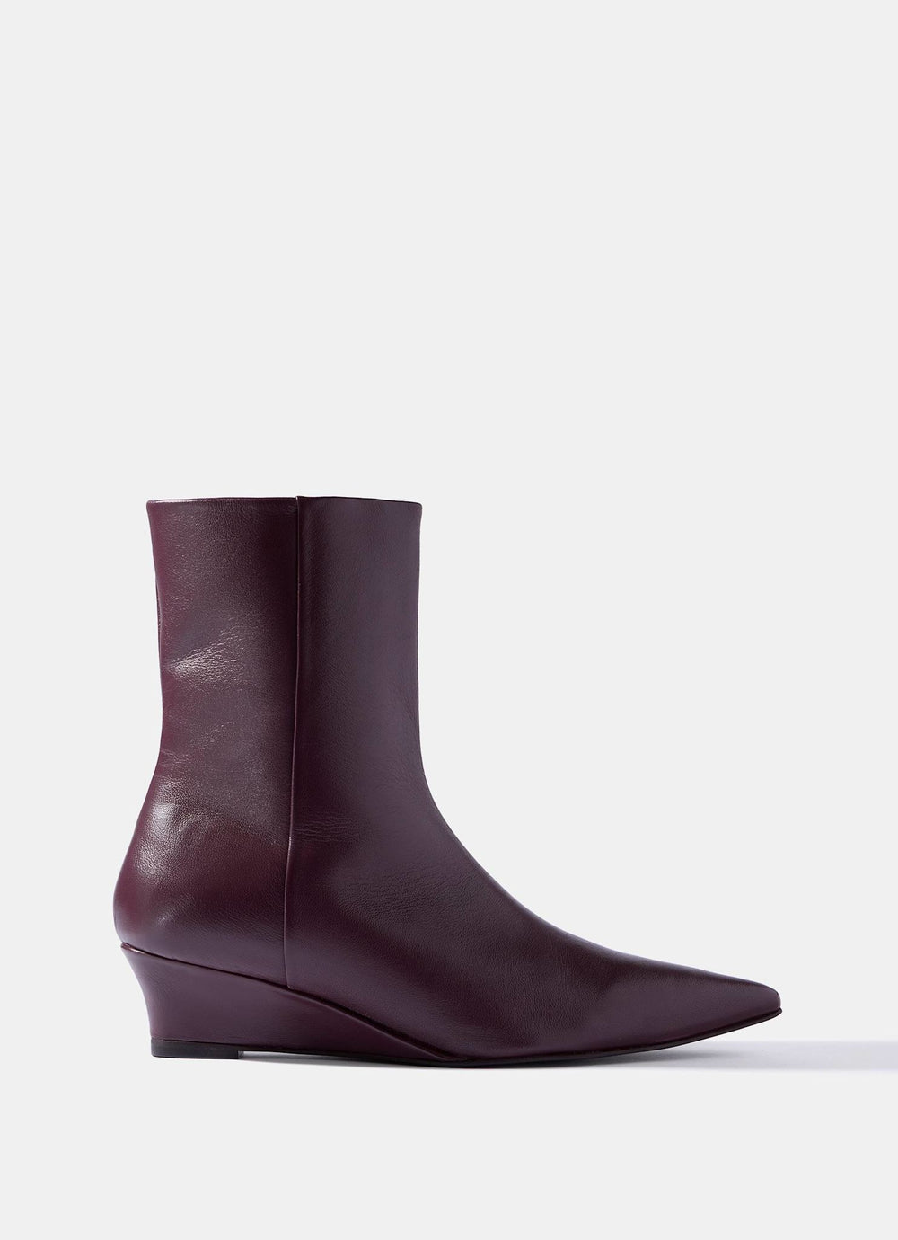 Kailey Burgundy Leather Wedge Ankle Boots