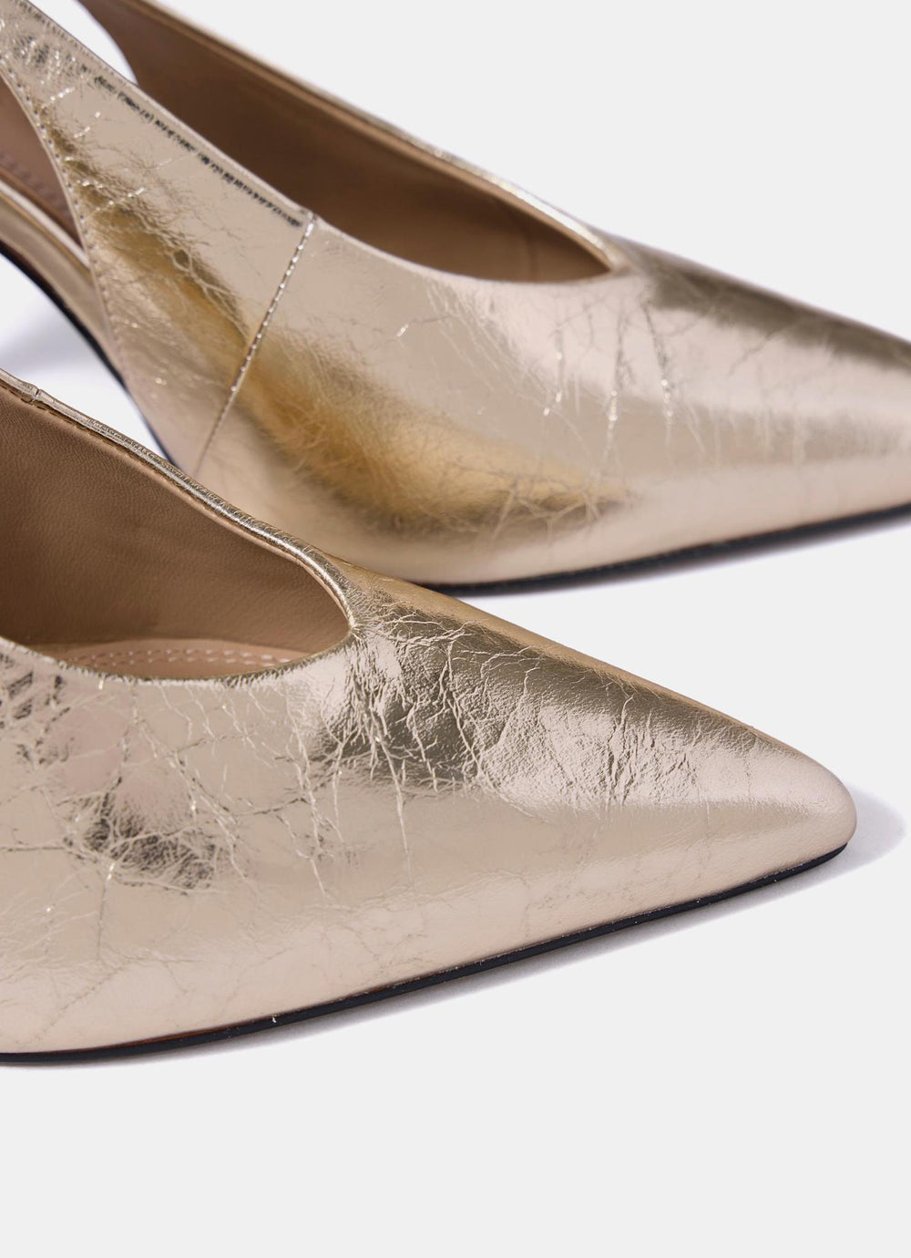 Kat Gold Leather Slingback Heels