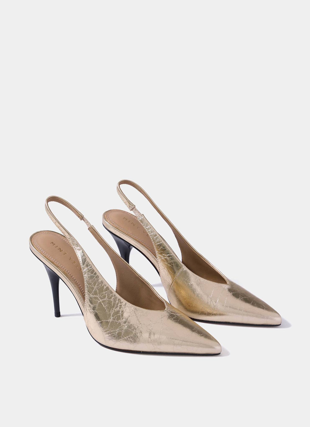 Kat Gold Leather Slingback Heels