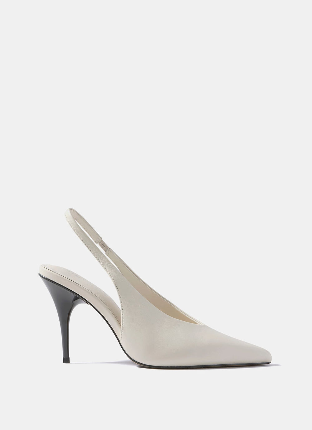 Kat White Leather Slingback Heels