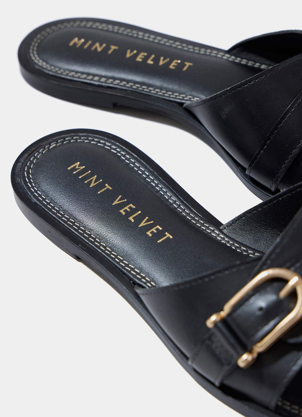 Kate Black Leather Mule Sandals