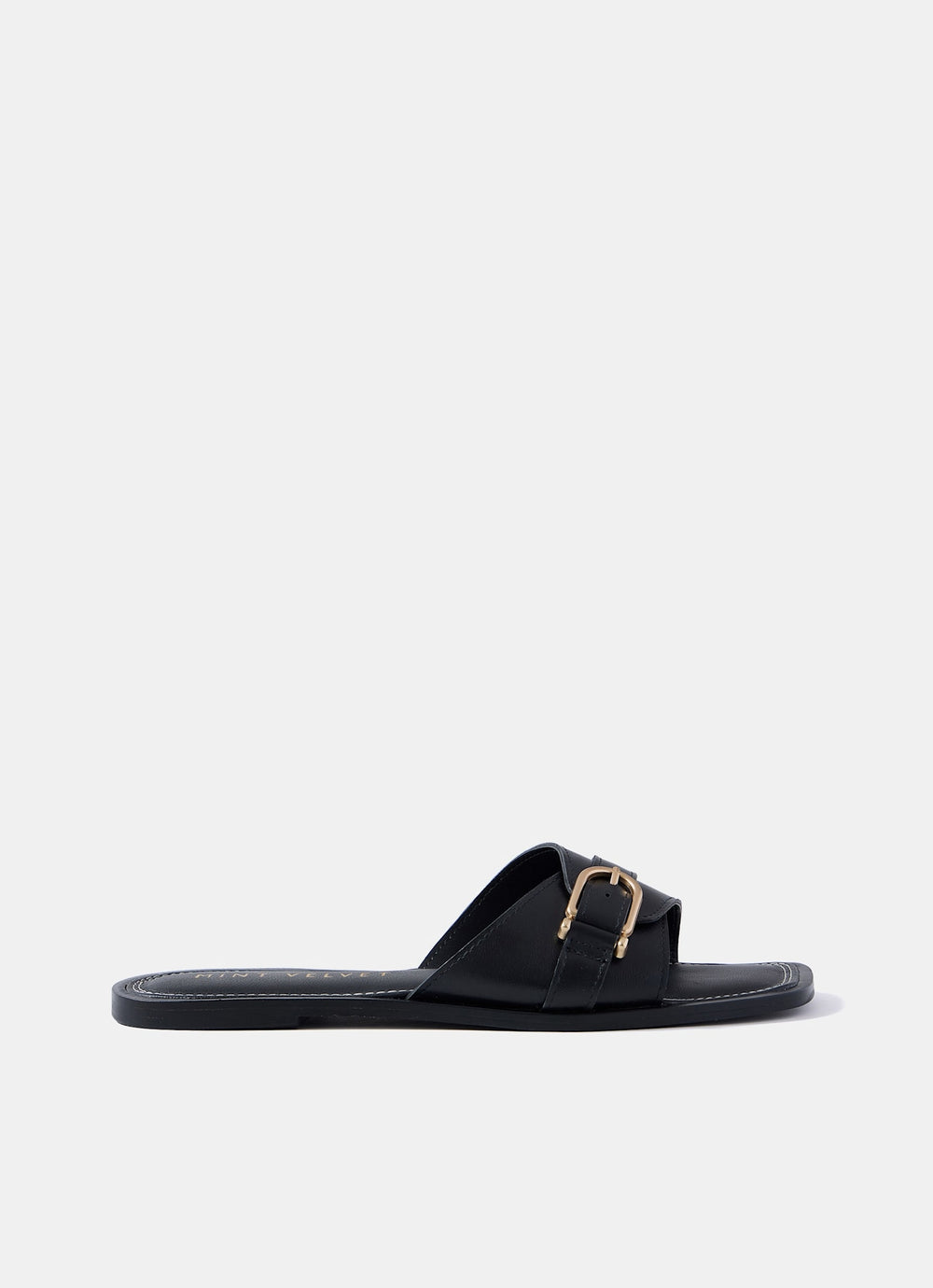 Kate Black Leather Mule Sandals