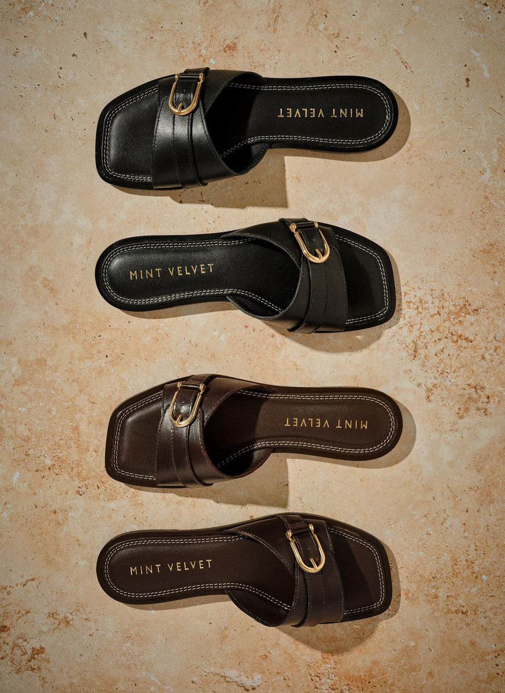 Kate Black Leather Mule Sandals