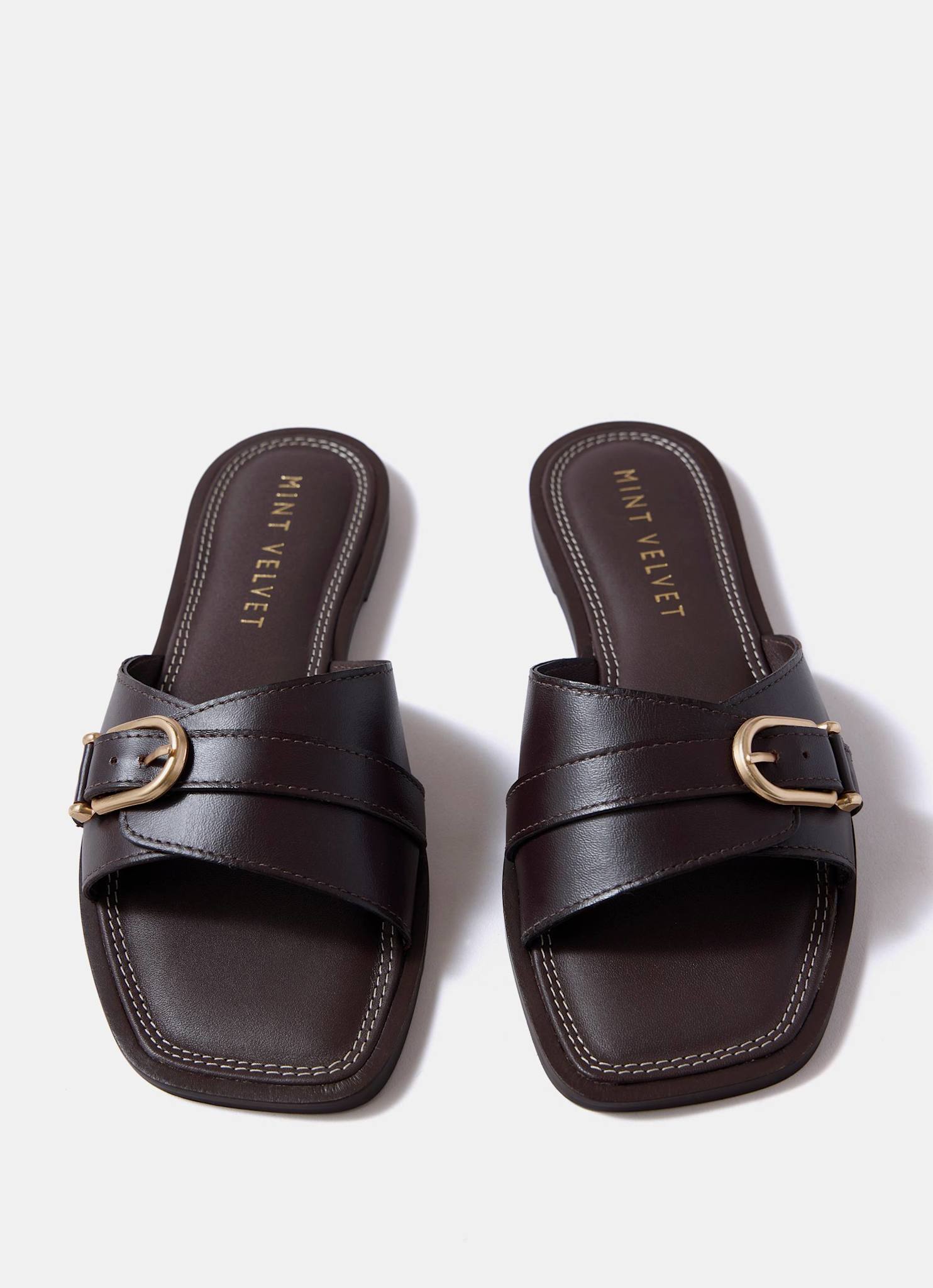 Kate Brown Leather Mule Sandals – Mint Velvet
