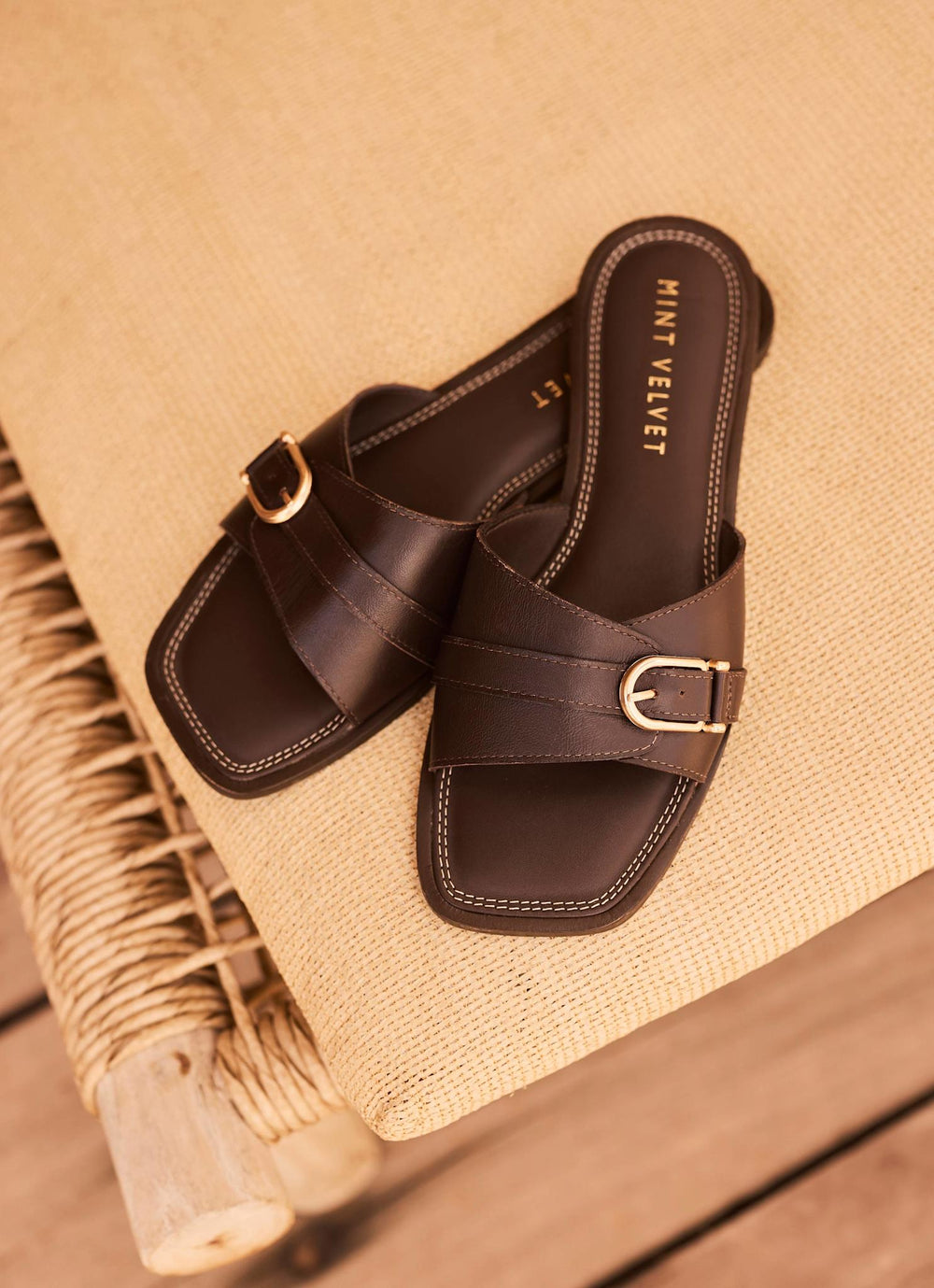 Kate Brown Leather Mule Sandals