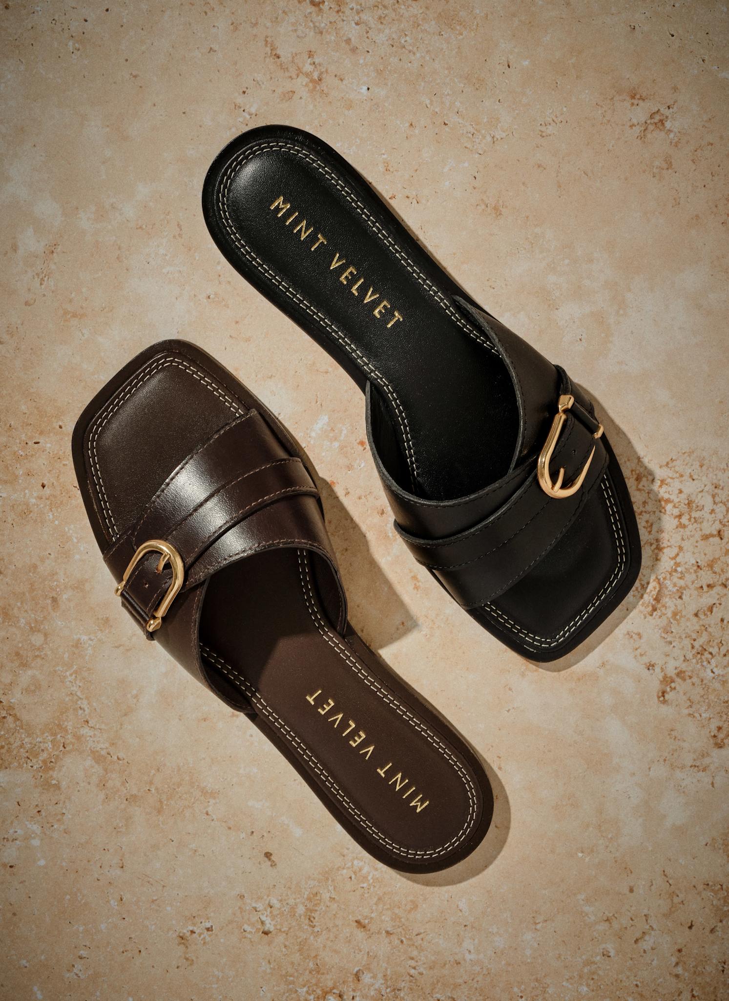 Kate Brown Leather Mule Sandals – Mint Velvet