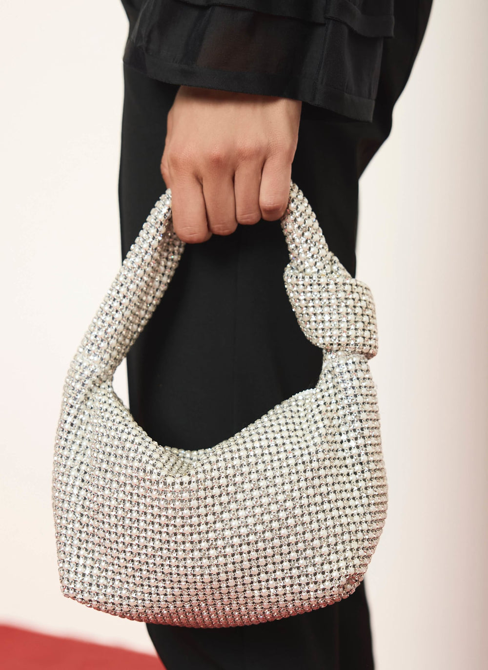 Kay Silver Diamante Clutch Bag