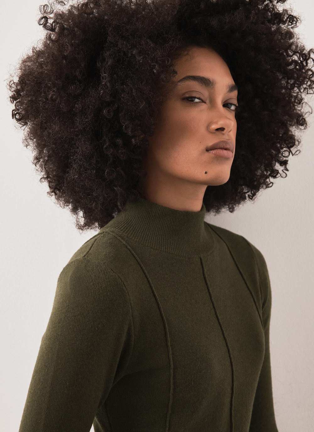 Khaki Layered Drop Waist Knit Crinkle Midi Dress