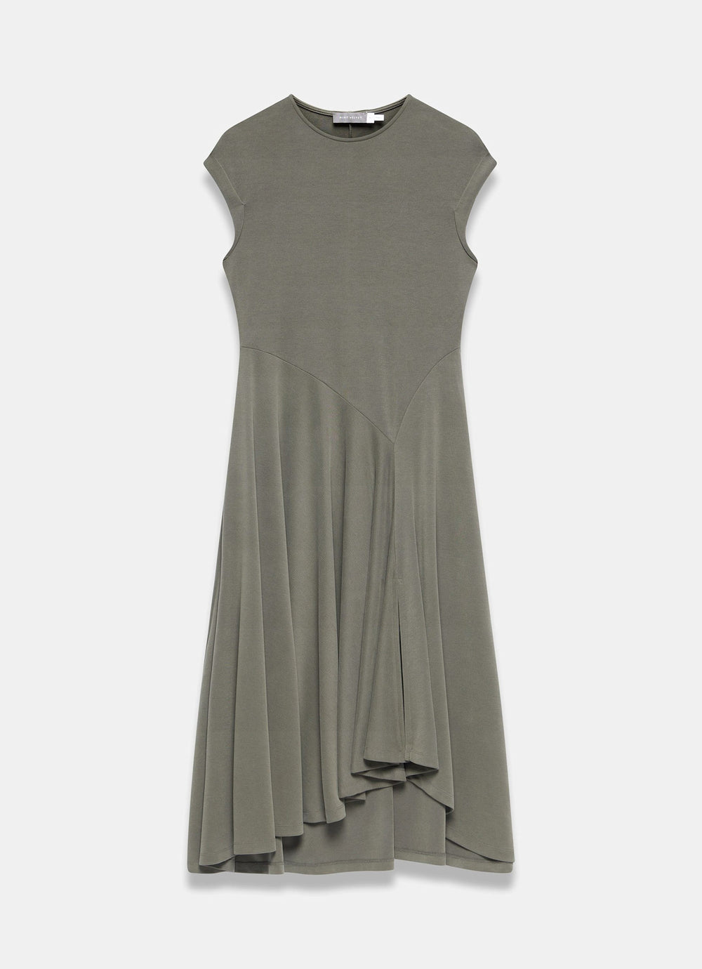 Khaki Jersey Asymmetric Midi Dress – Mint Velvet
