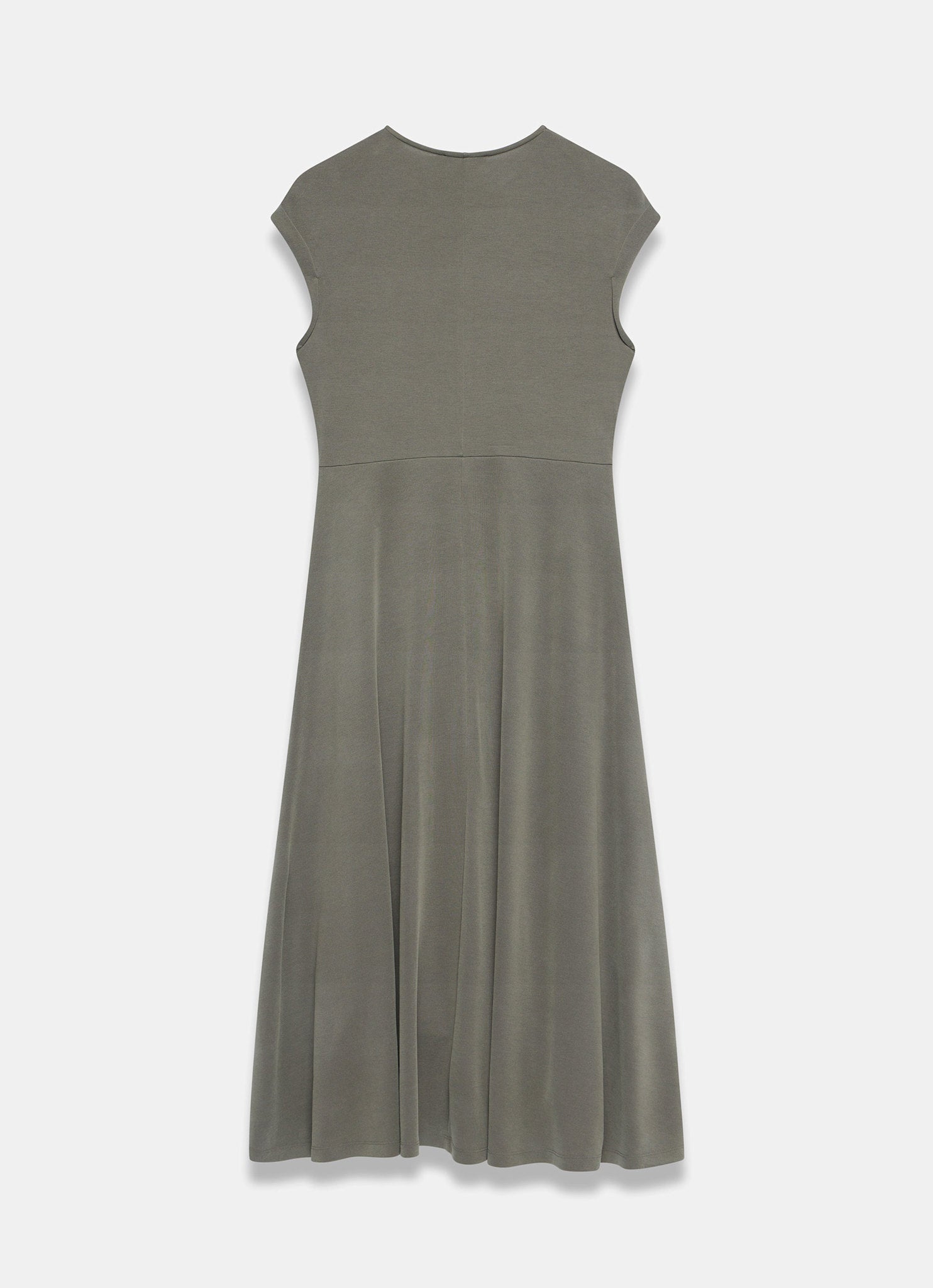 Khaki Jersey Asymmetric Midi Dress – Mint Velvet