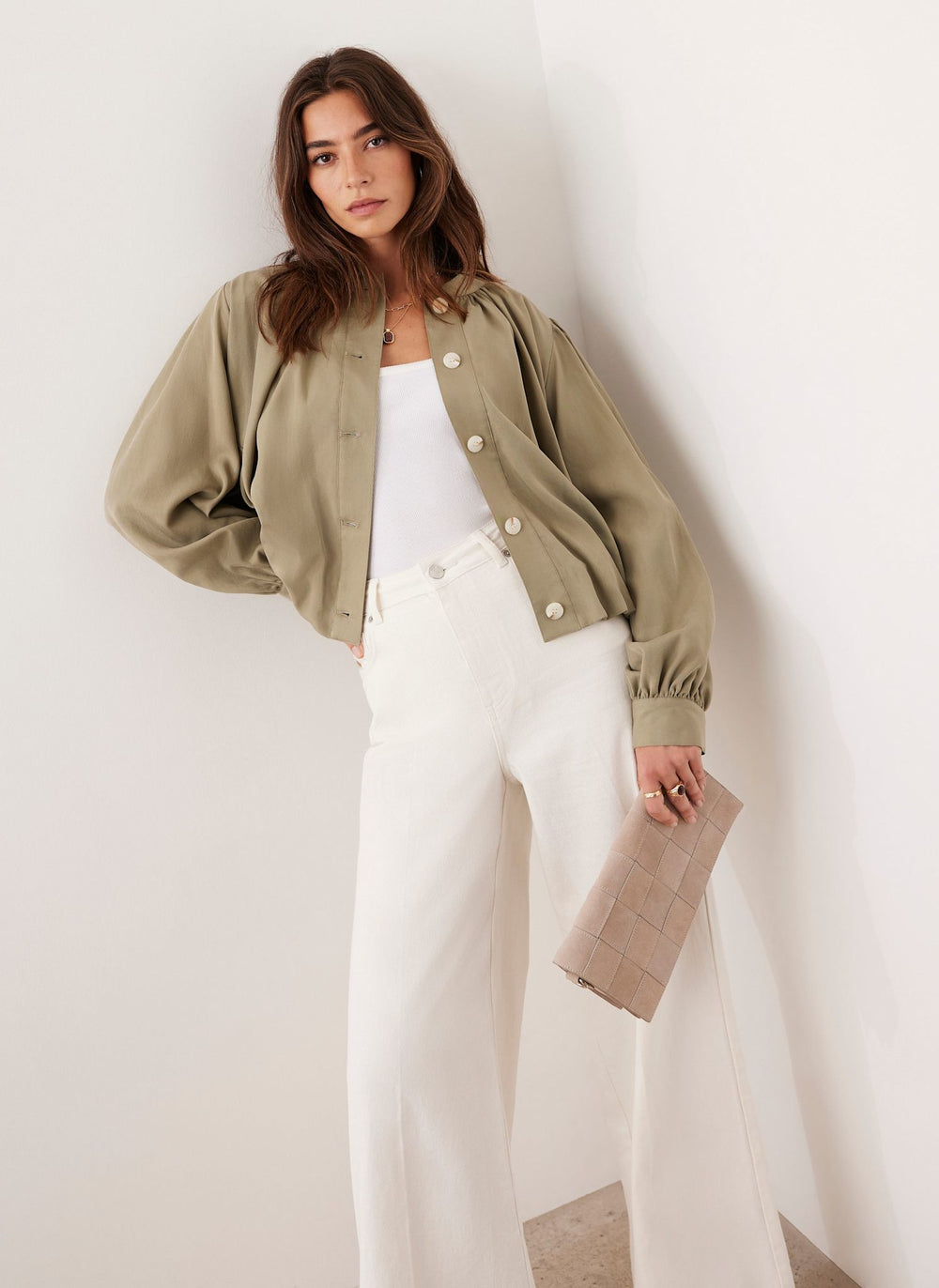 Khaki Bubble Hem Jacket