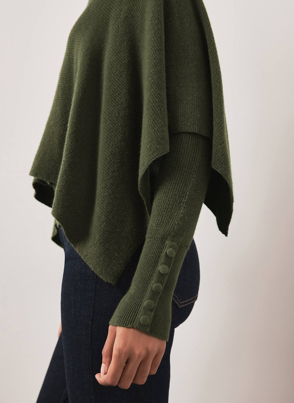 Khaki Cape Ribbed Knit Top