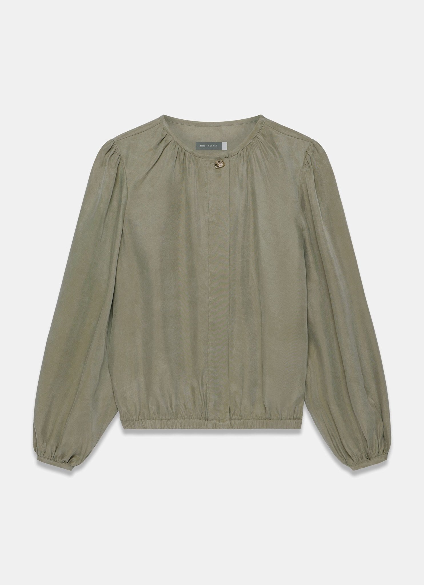 Khaki Long Sleeve Bomber Blouse – Mint Velvet