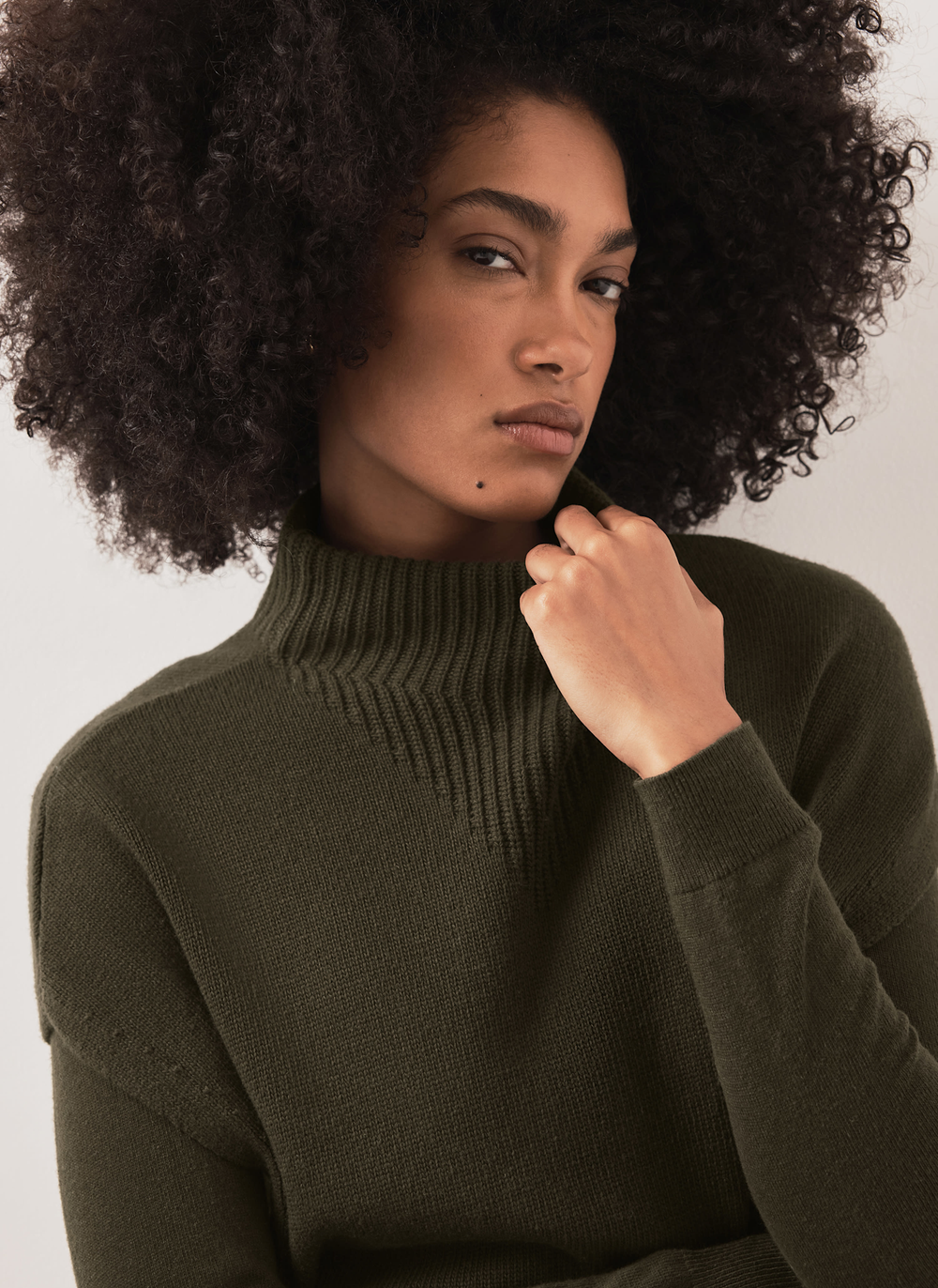 Khaki Double Layer Tabard Knit Jumper