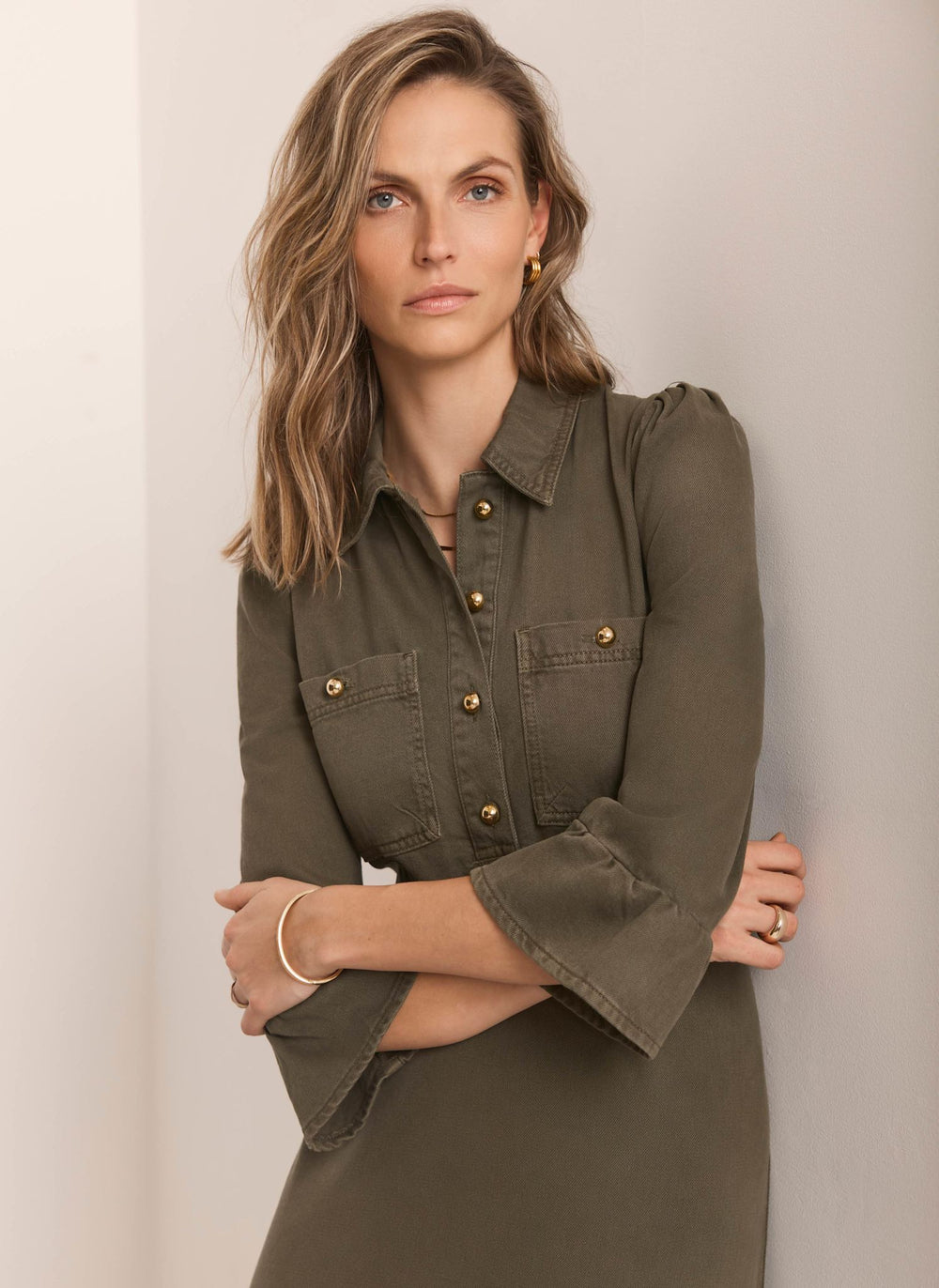 Khaki Denim Midi Shirt Dress Mint Velvet Khaki Denim Midi Shirt Dress Mint Velvet