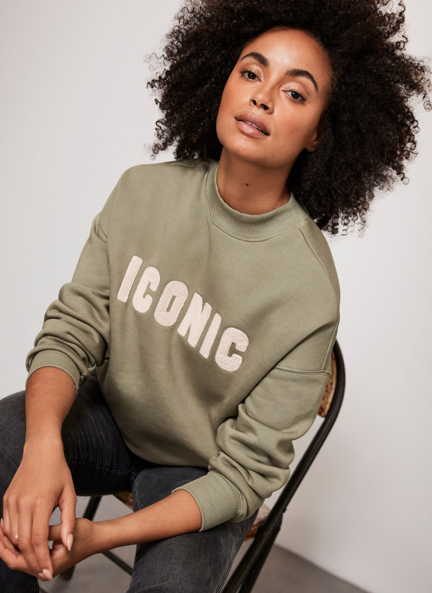 Khaki Iconic Slogan Sweatshirt – Mint Velvet
