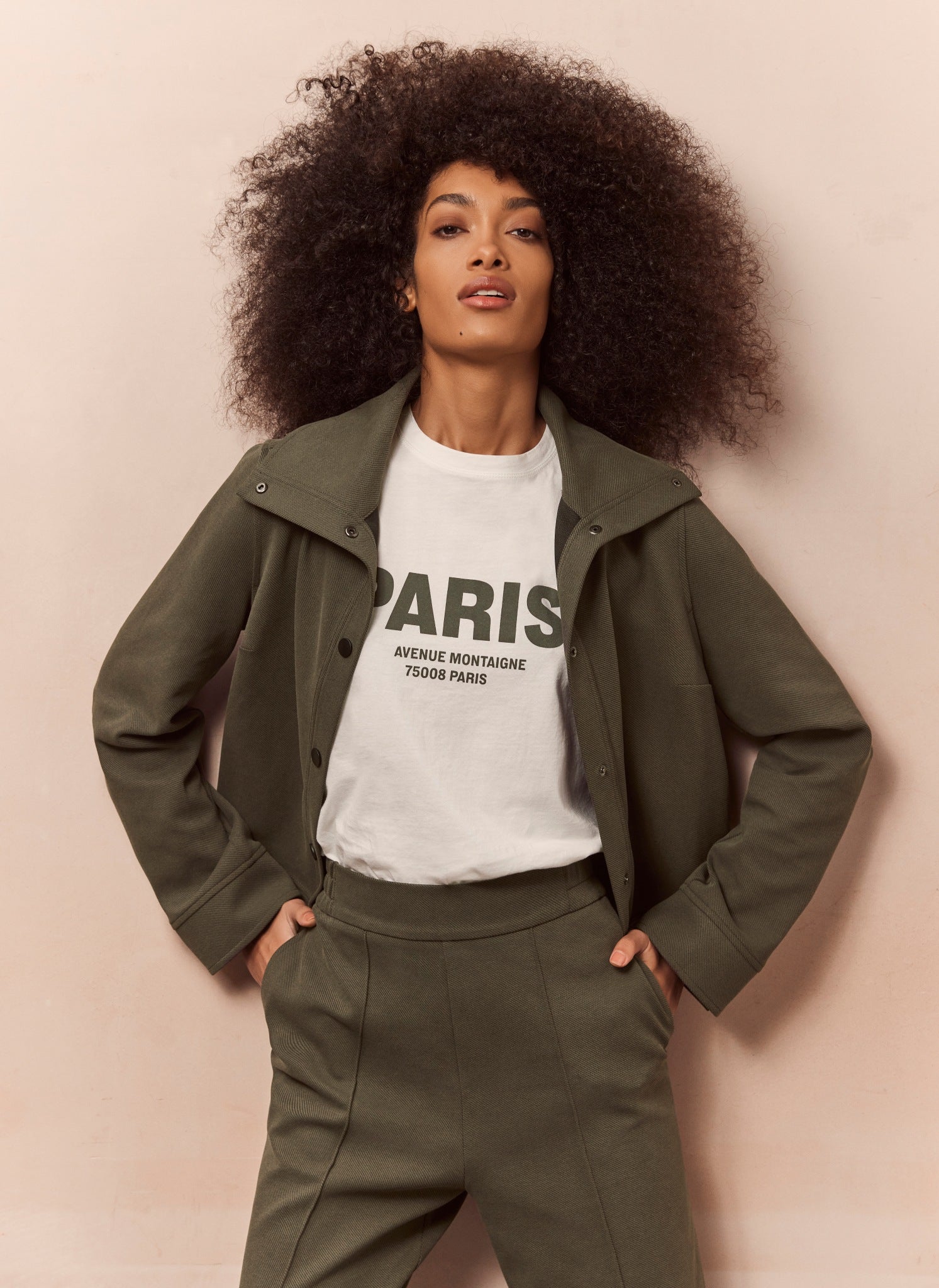 Mint velvet khaki sales military jacket