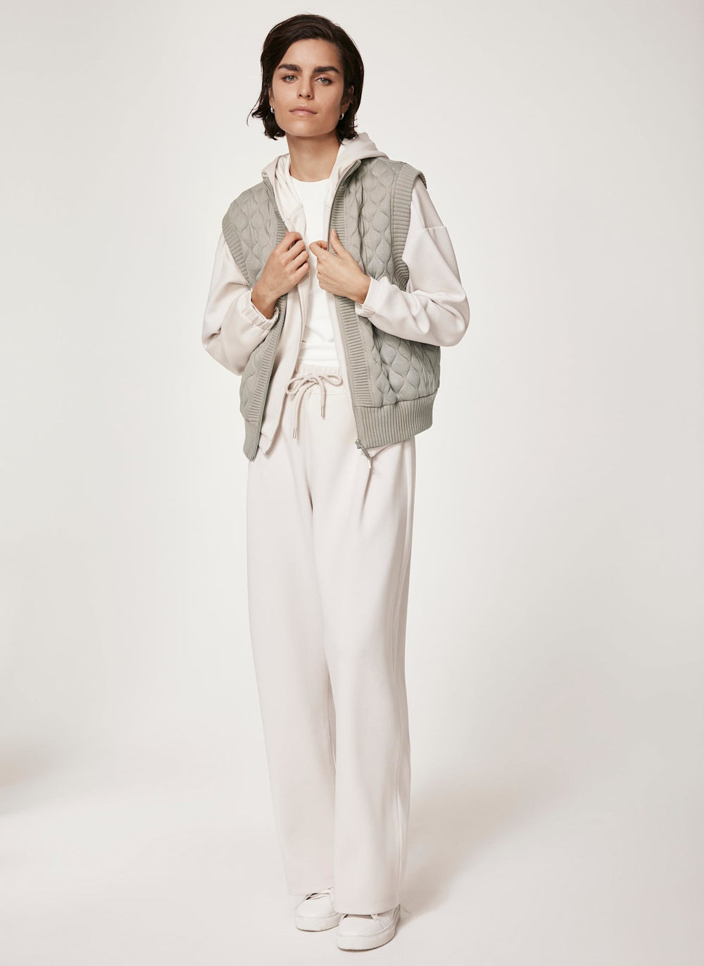 Khaki Quilted Cotton Blend Gilet