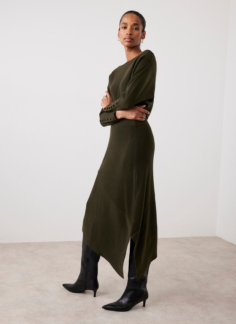 Khaki Batwing Asymmetric Knit Maxi Dress Mint Velvet Khaki Batwing Asymmetric Knit Maxi Dress Mint Velvet