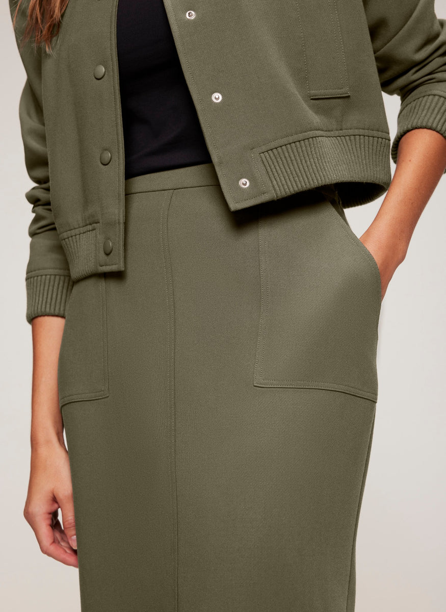 Khaki Structured Maxi Skirt – Mint Velvet