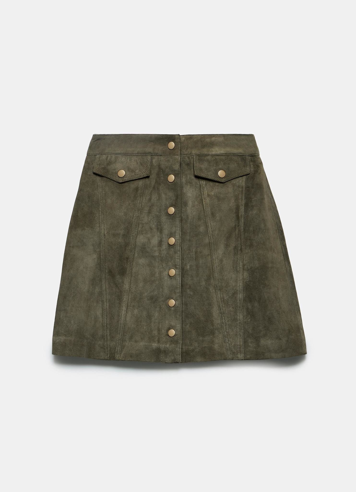 Khaki Suede Mini Skirt – Mint Velvet