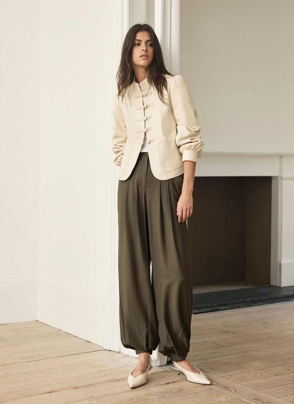 Khaki Soft Balloon Trousers
