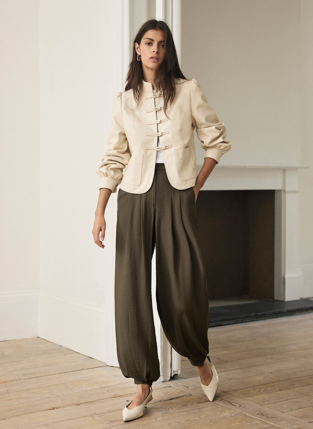 Khaki Soft Balloon Trousers
