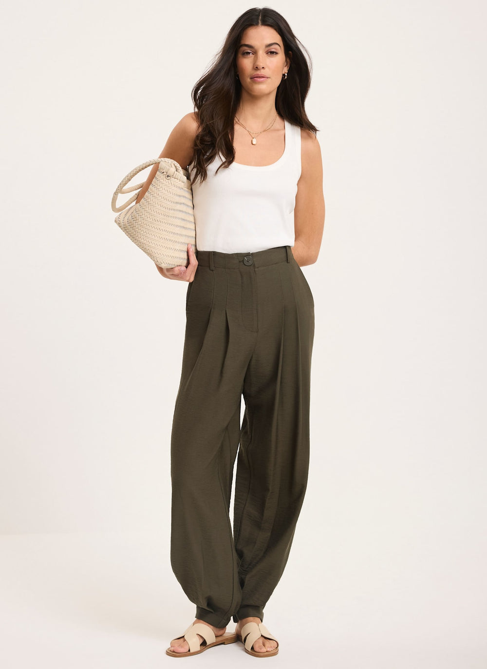 Khaki Soft Balloon Trousers