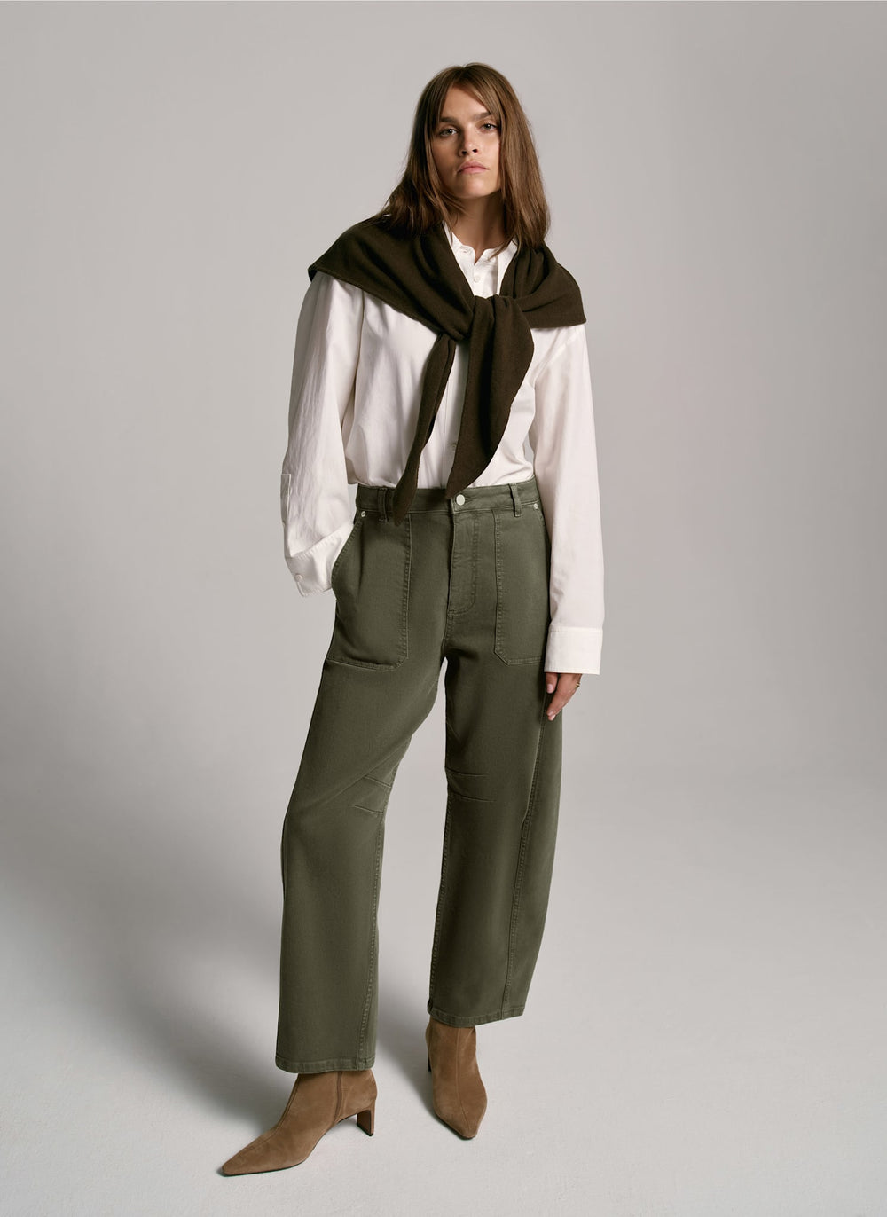 Khaki Utility Barrel Jeans