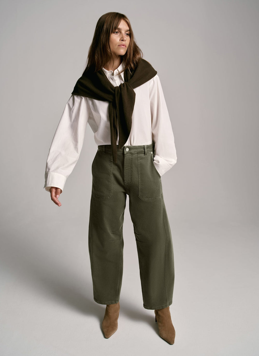Khaki Utility Barrel Jeans