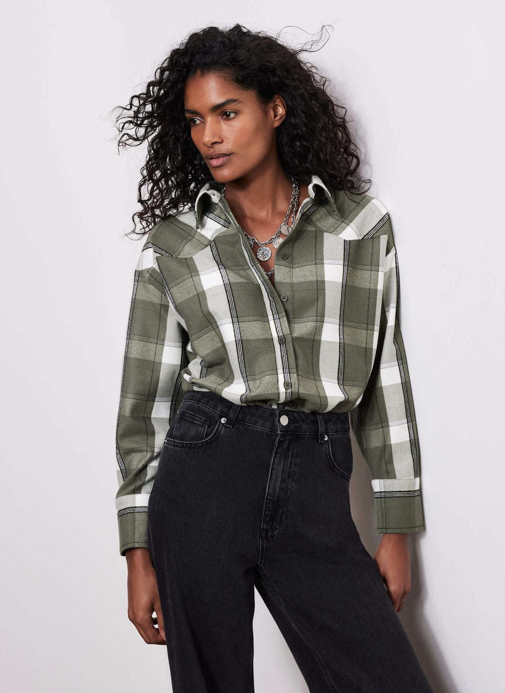 Khaki Western Checked Shirt
