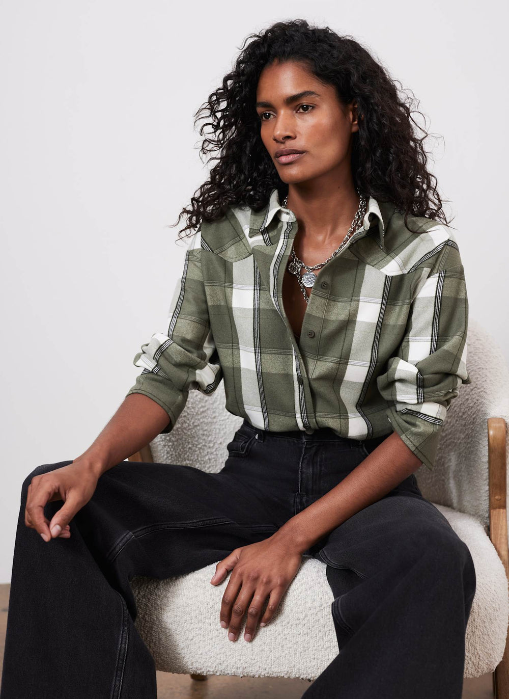 Khaki Western Checked Shirt