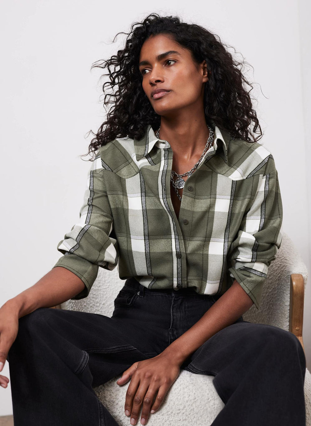 Khaki Western Checked Shirt