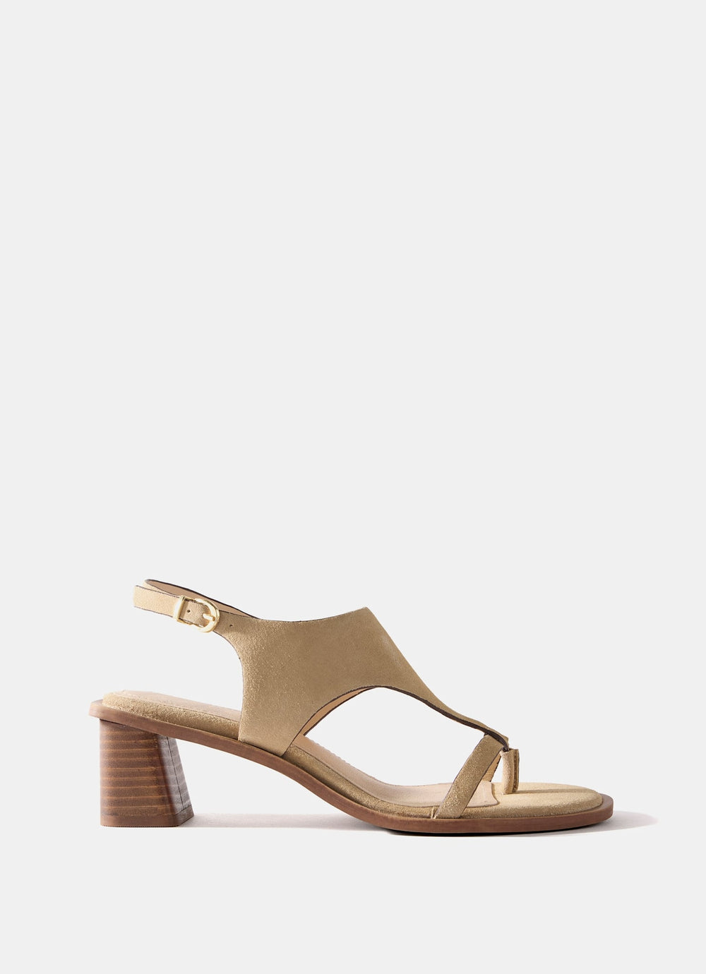 Kiana Neutral Suede Slingback Block Heels