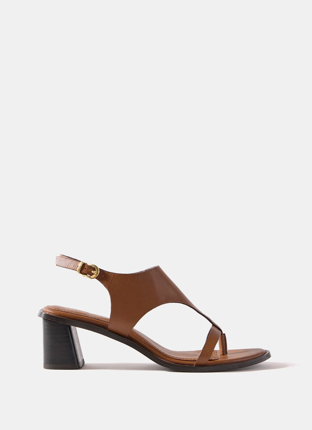 Kiana Tan Leather Slingback Block Heels