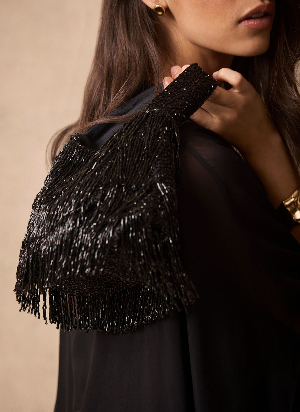 Kyle Black Beaded Clutch Bag