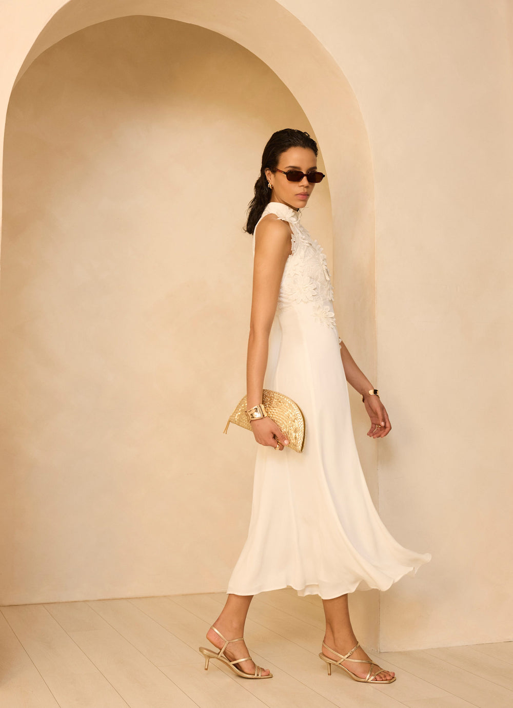 White Floral Textured Maxi Dress – Mint Velvet