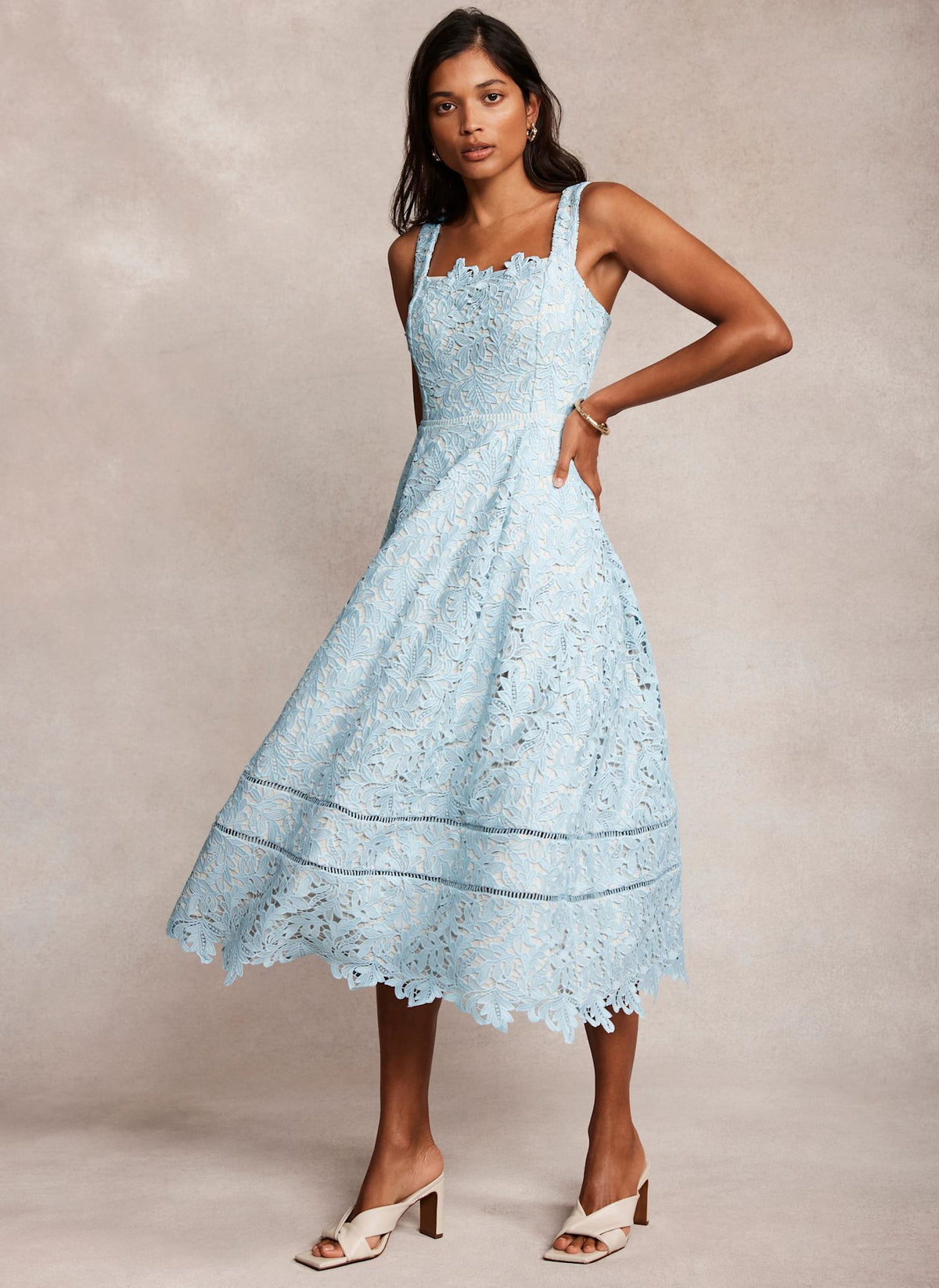 knee length dresses for ladies Navy Floral Jacquard Midi Dress - All Dresses