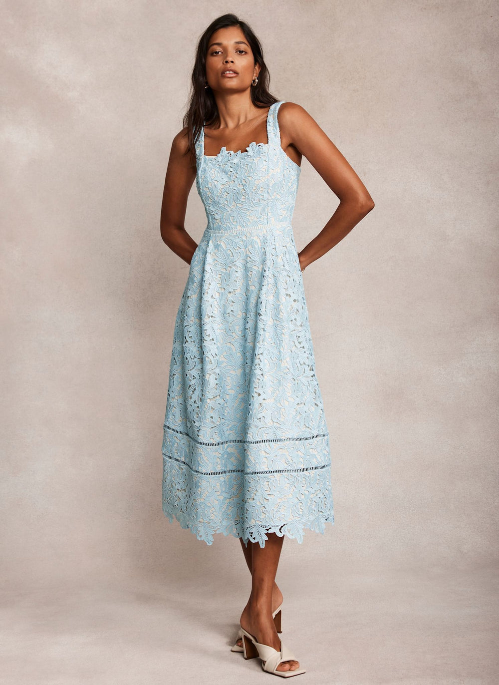 Blue Lace Midi Dress