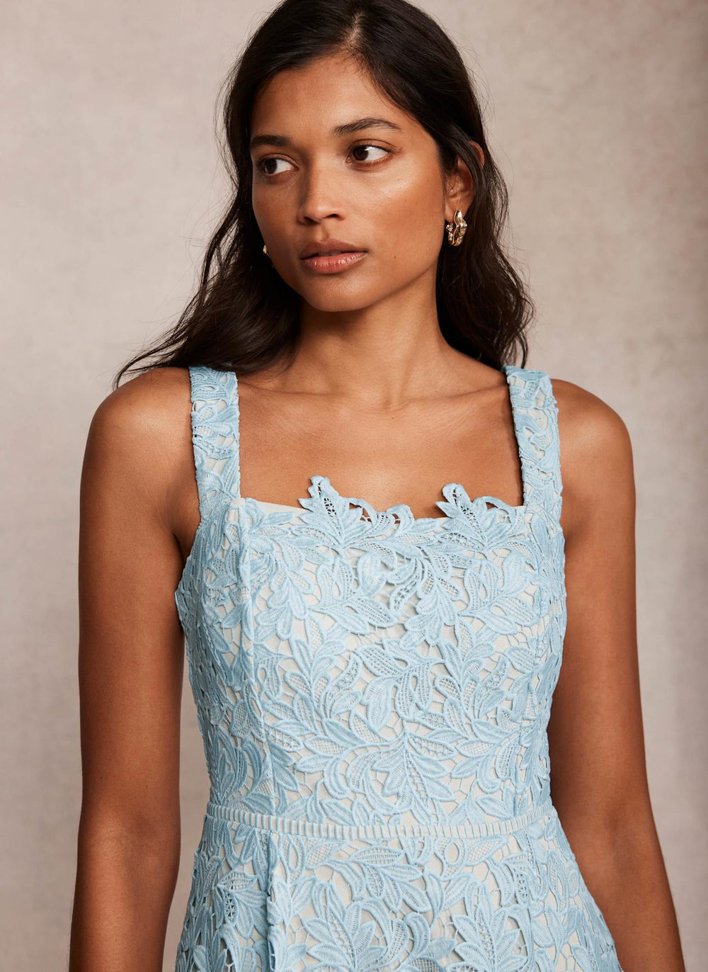 Blue Lace Midi Dress