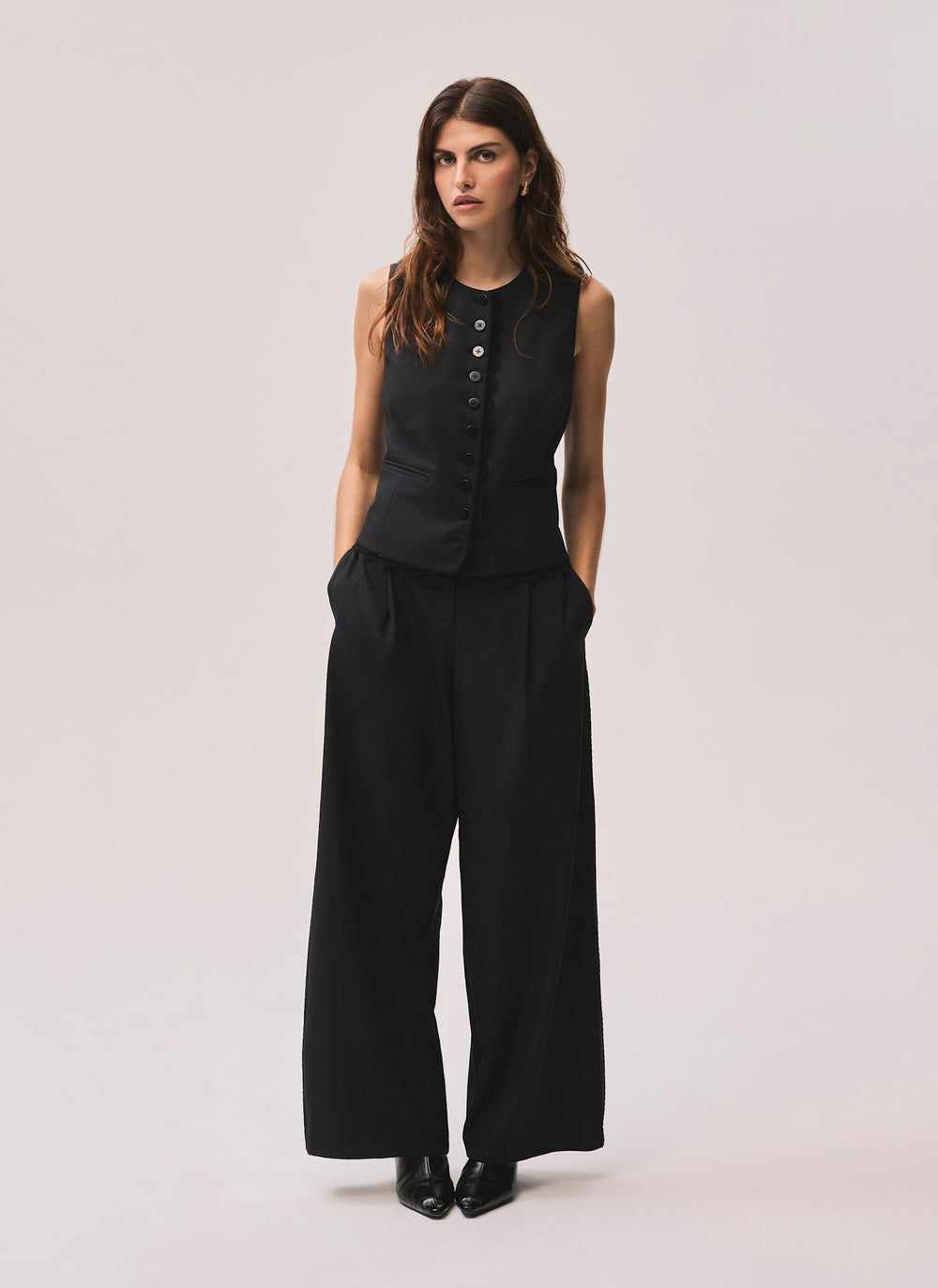 Black Lace Trim Waistcoat